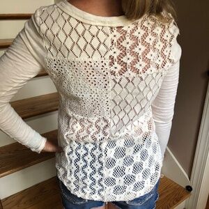 Free people crotchet patchwork back Henley